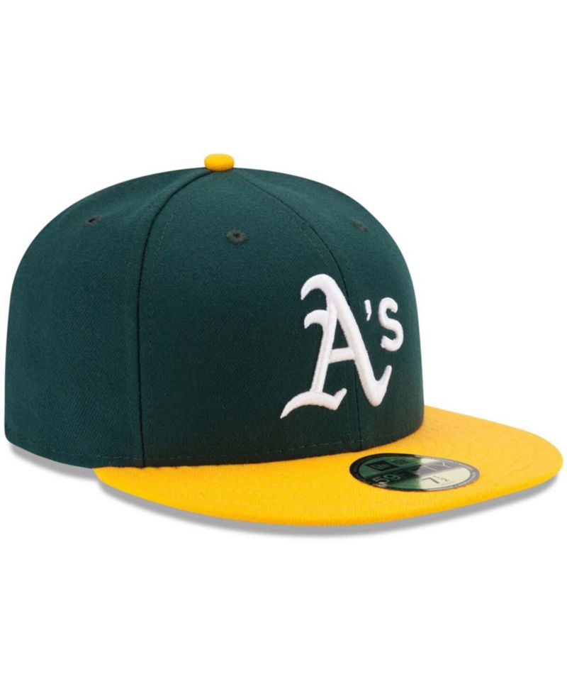 Men's Green/Yellow Oakland Athletics Home Authentic Collection On-Field 59FIFTY Fitted Hat