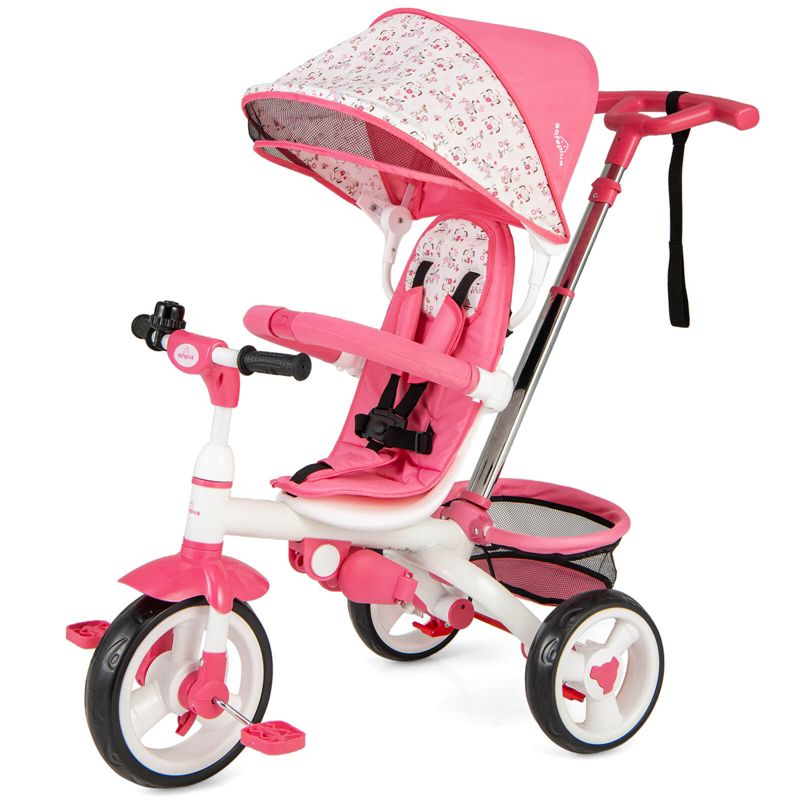 Baby Tricycle Stroller 6-in-1 Kids Push Trike with Removable