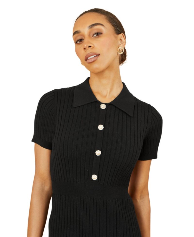 Women's Fitted Rib Knitted Midi Dress