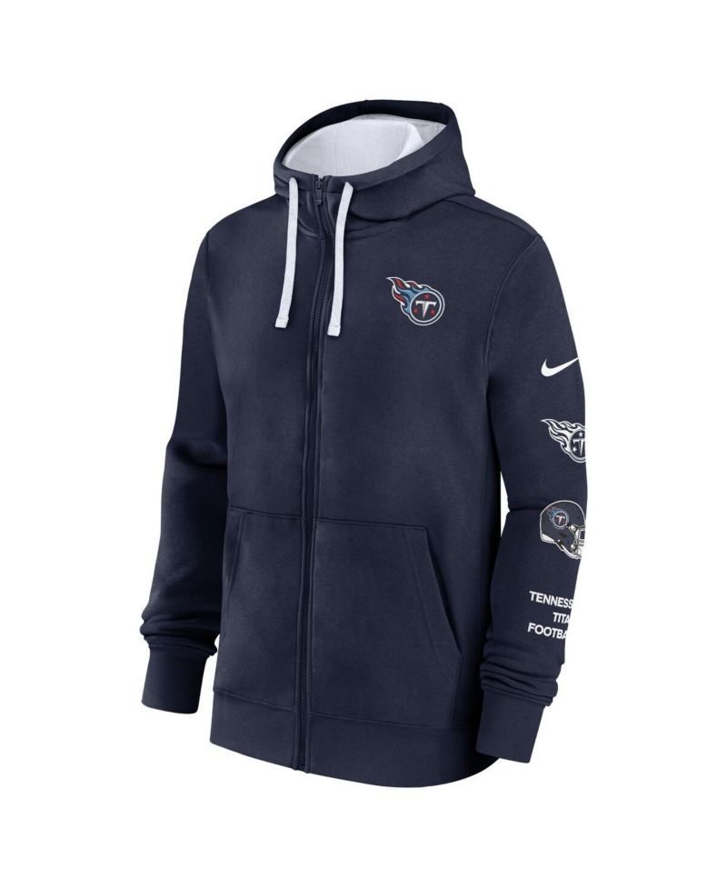 Men's Navy Tennessee Titans Club Full-Zip Hoodie Jacket