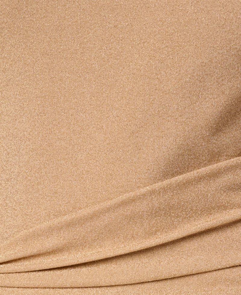 Women's Metallic Stretch Knit Draped Gown
