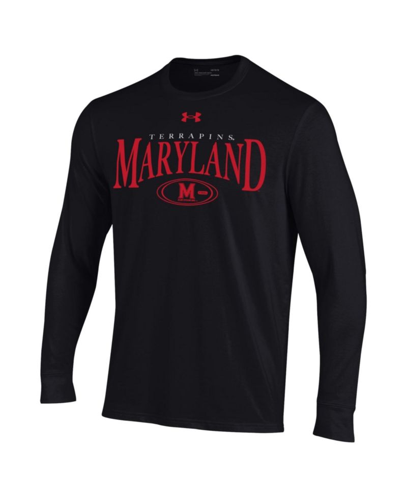 Men's Black Maryland Terrapins 2026 Sideline Performance Cotton Long Sleeve T-Shirt