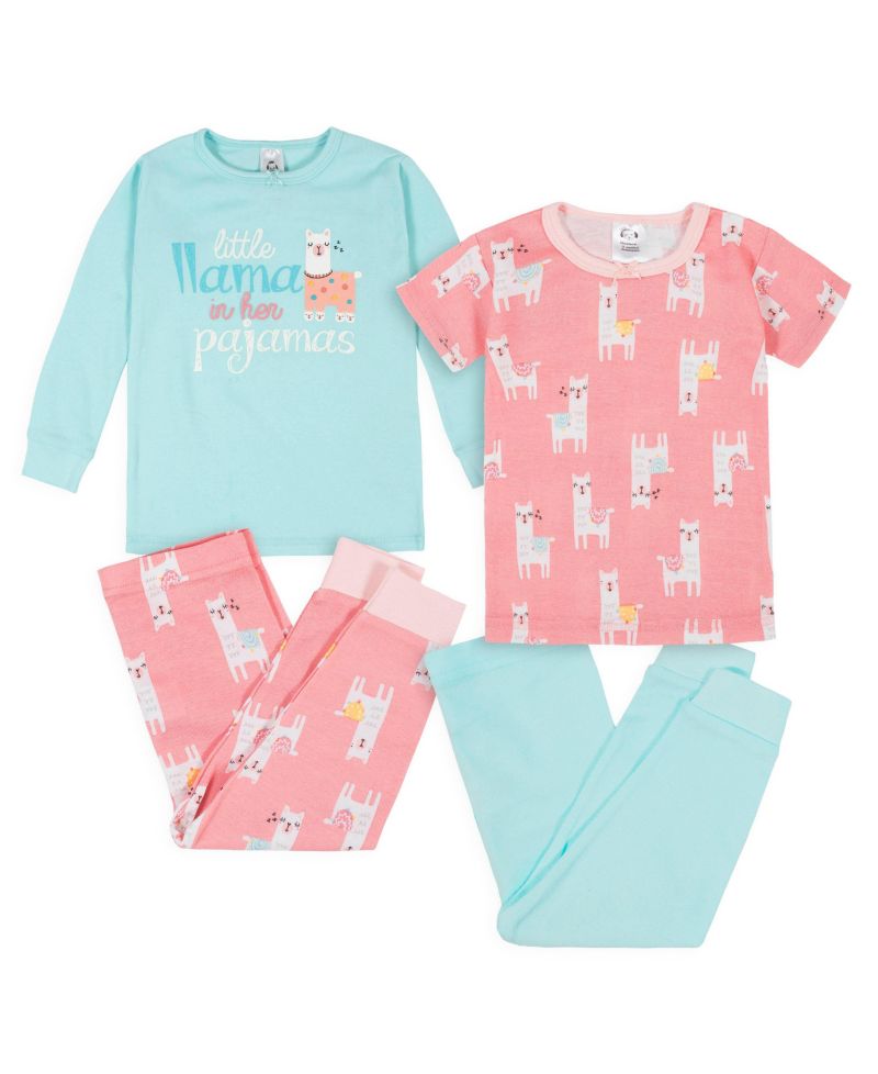 Baby Girls 4-Piece Snug Fit Cotton Pajamas