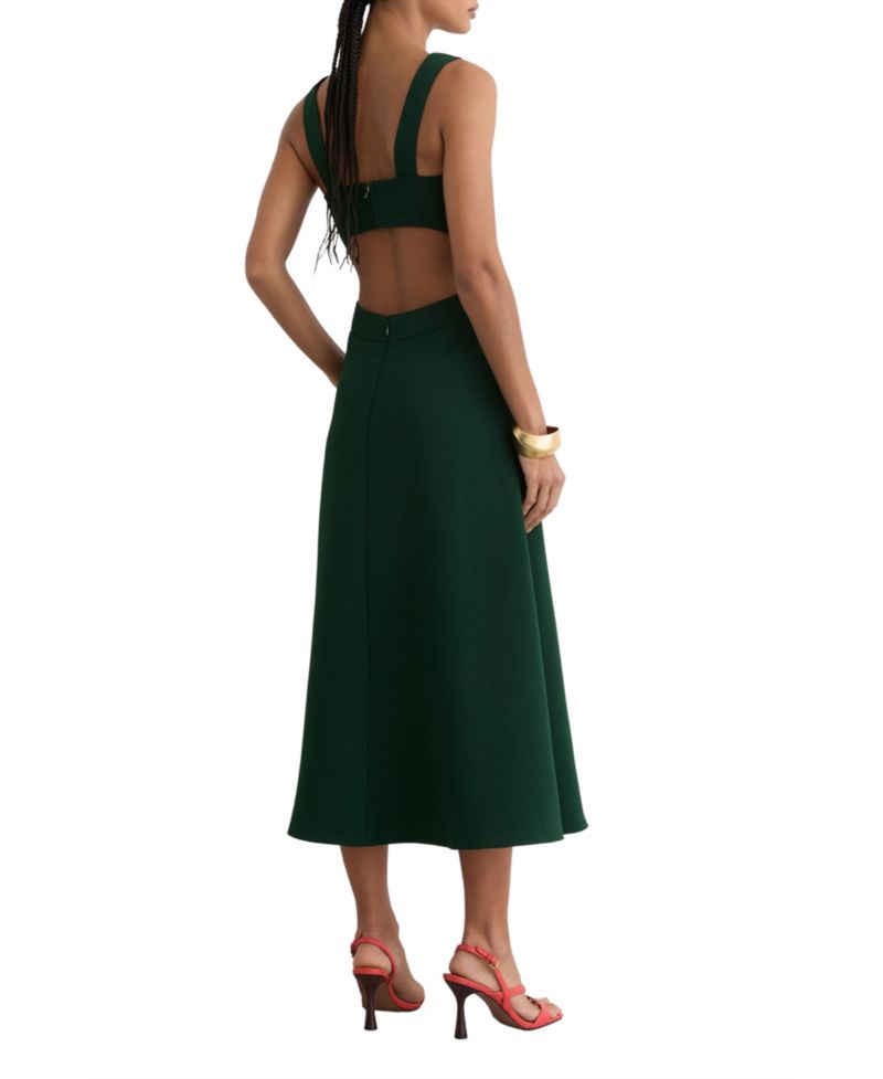 Women's Dina Waisted Cut-Out Twill Midi Dress