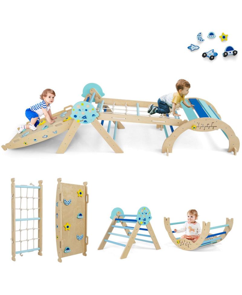 8-in-1 Foldable Pikler Triangle Montessori Anti-Tip Climbing Set