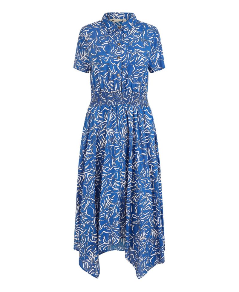 Women's Printed Midi Ruched Shirt Dress