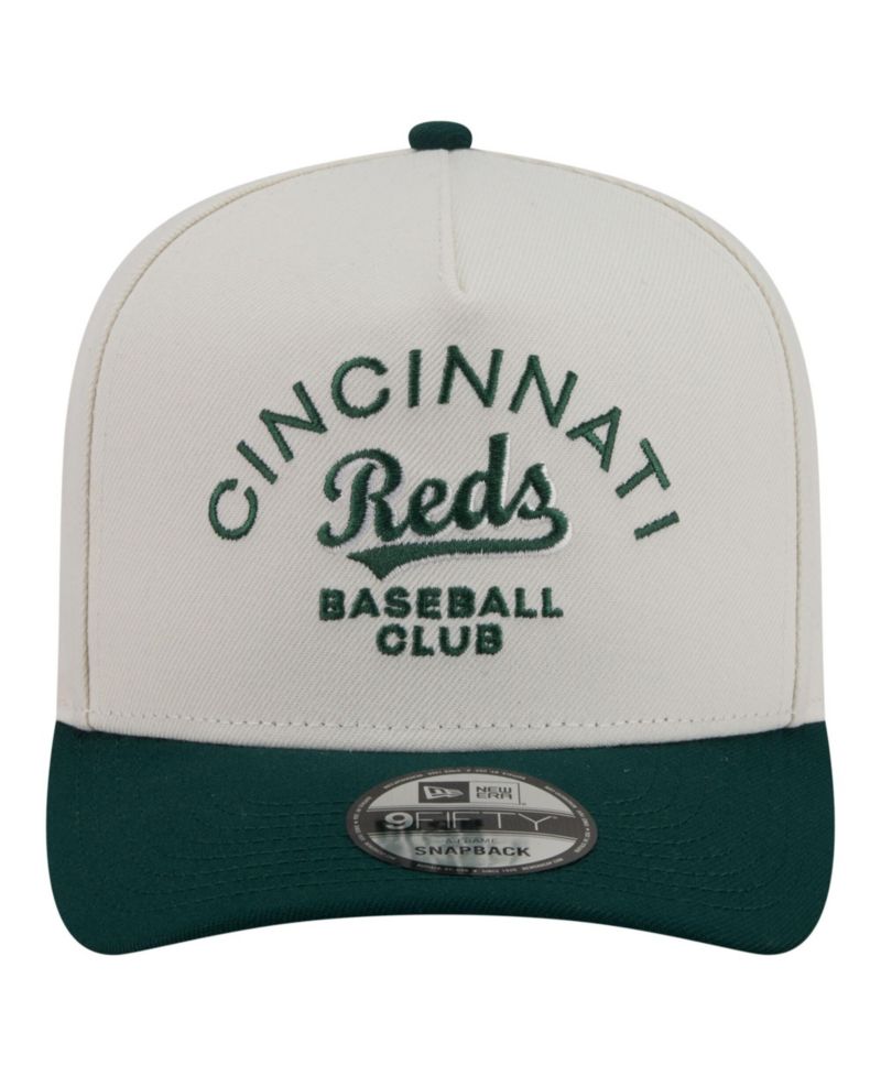Men's Cream/Dark Green Cincinnati Reds Chrome A-Frame 9FIFTY Snapback Hat