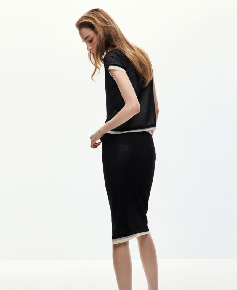 Women's Combined Pencil Midi Skirt