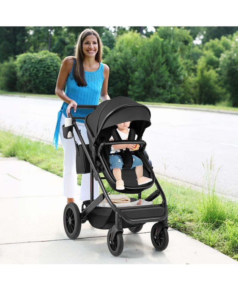 3-in-1 Baby Stroller with Detachable Bassinet and Convertible Seat for Newborns