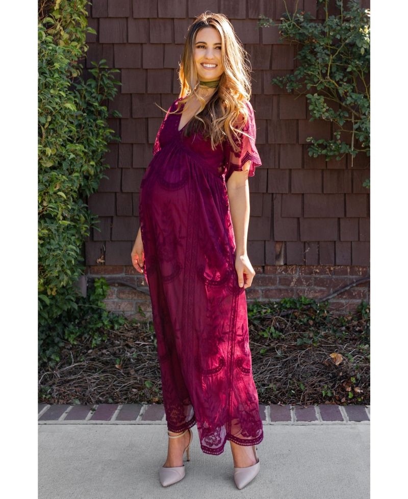 Women's Sage Lace Mesh Overlay Maxi Dress