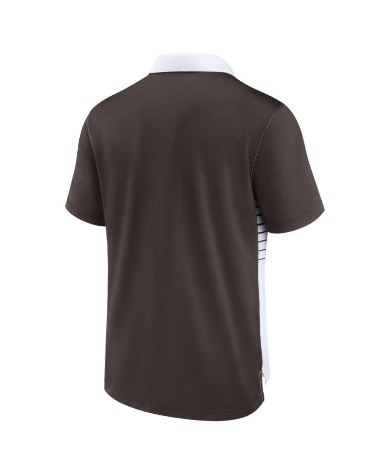 Men's White/Brown Cleveland Browns Fashion Performance Polo Shirt