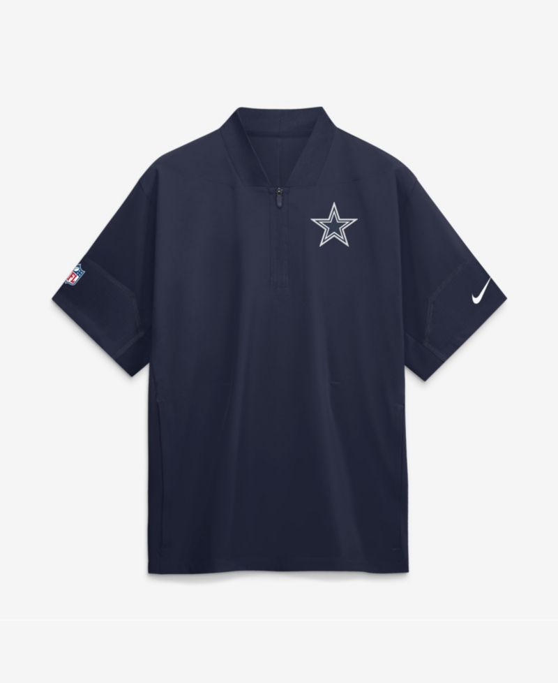 Men's Navy Dallas Cowboys Sideline Short Sleeve Quarter-Zip Coaches Jacket