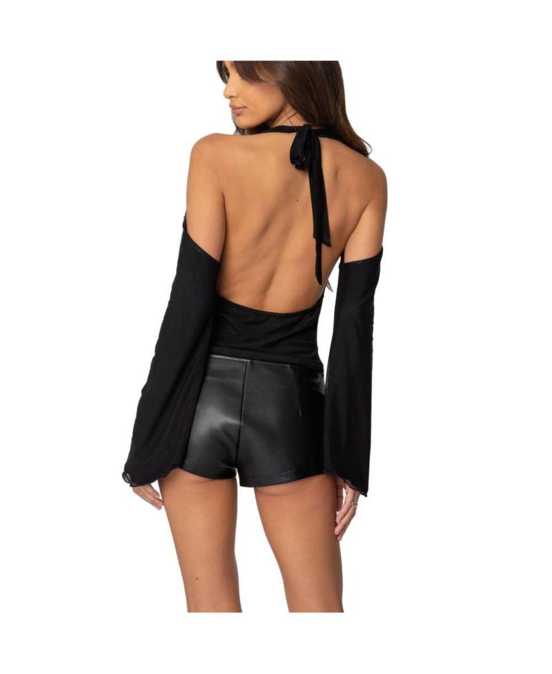 Women's Open Shoulder Cowl Neck Top