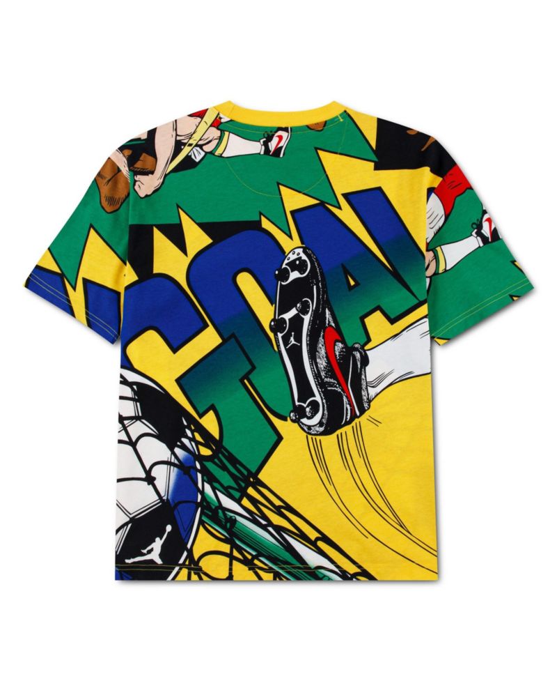 Big Boys and Girls Yellow Brazil National Team Boxy Goal T-Shirt