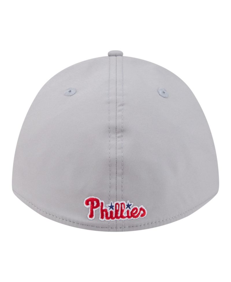 Men's Gray Philadelphia Phillies Patch 39THIRTY A-Frame M-Crown Perforated Flex Hat