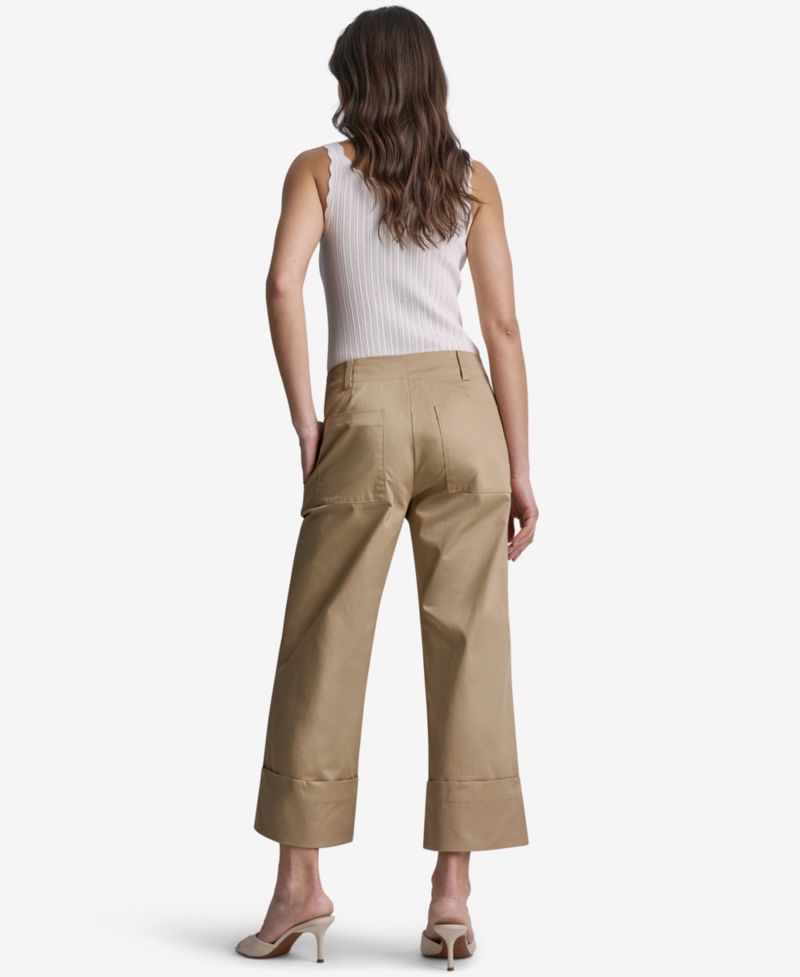 Women's Cuffed Wide-Leg Cropped Pants