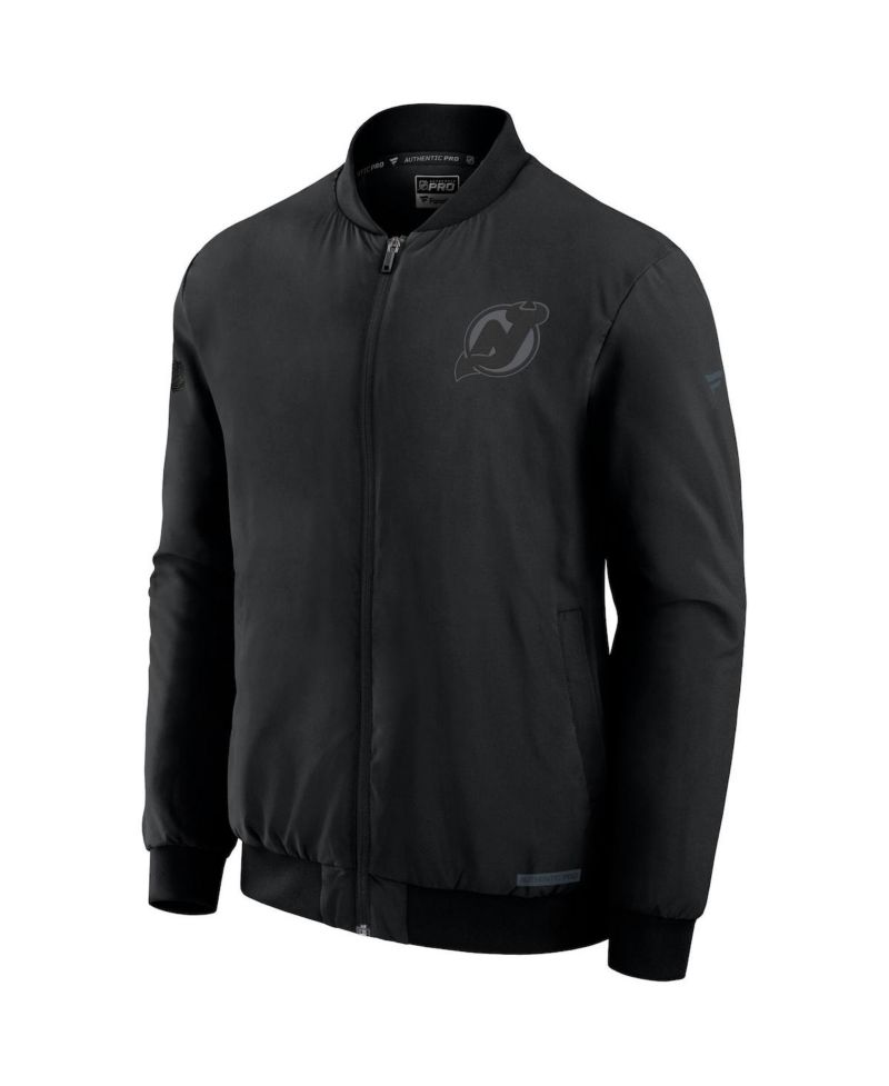 Men's Black New Jersey Devils Authentic Pro Road Full-Zip Bomber Jacket