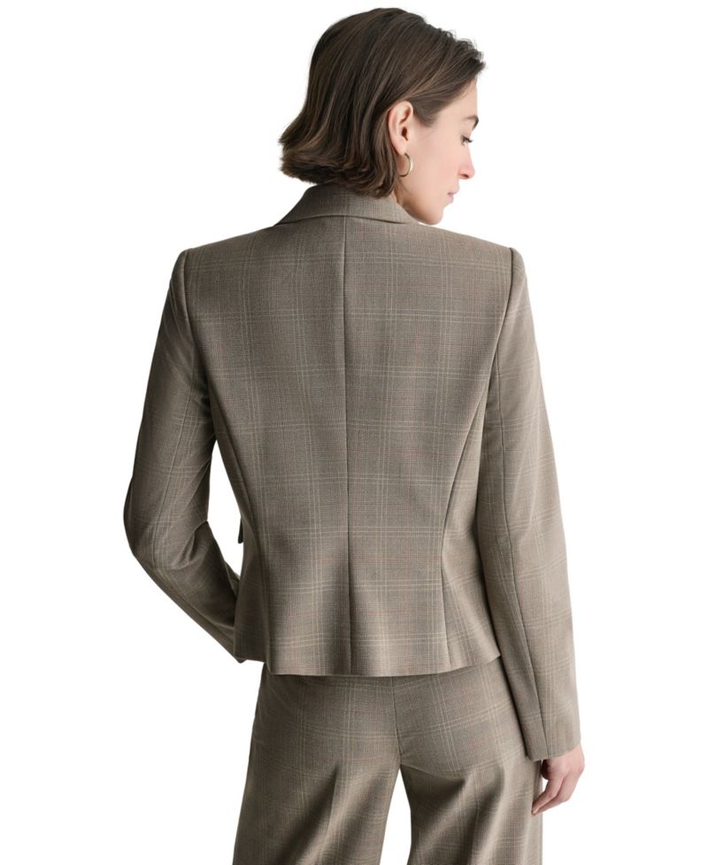 Women's Plaid One Button Blazer