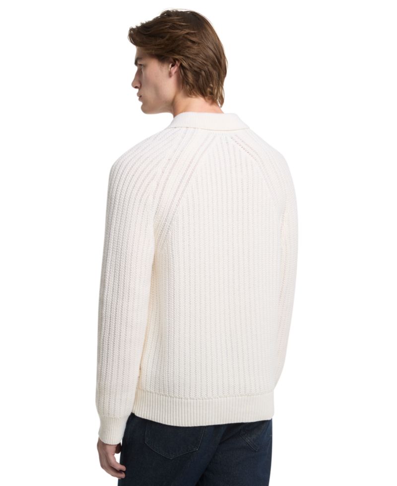 Men's Textured Wool-Blend Quarter-Zip Sweater