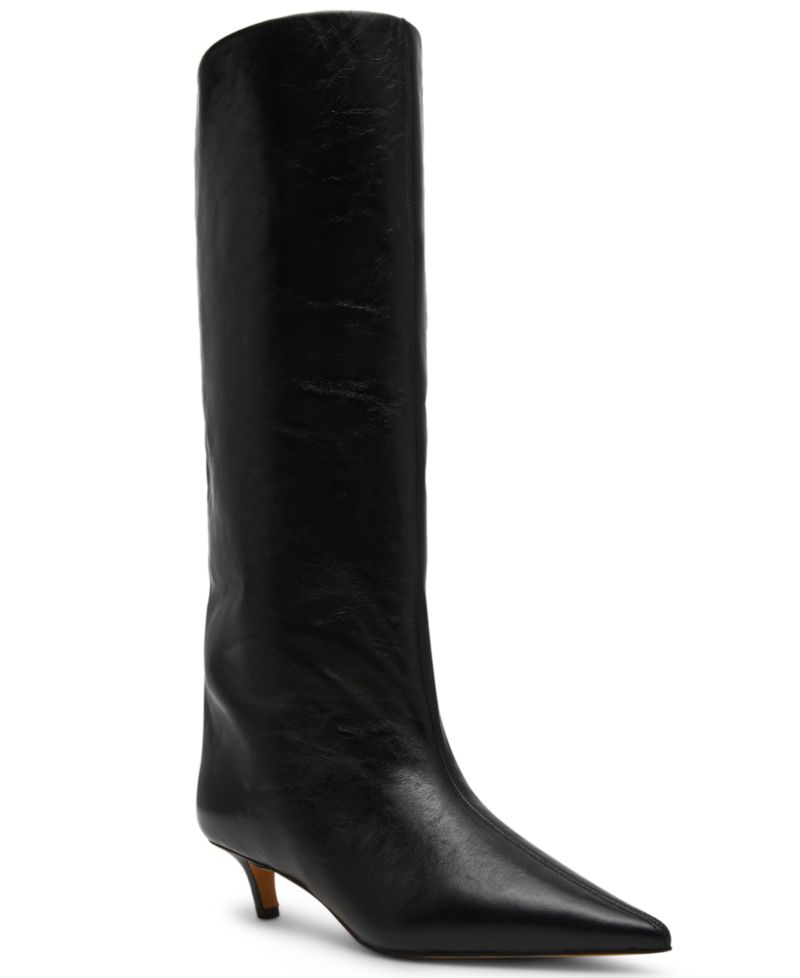 Women's Lychee Wide-Calf Kitten-Heel Stovepipe Knee-High Dress Boots