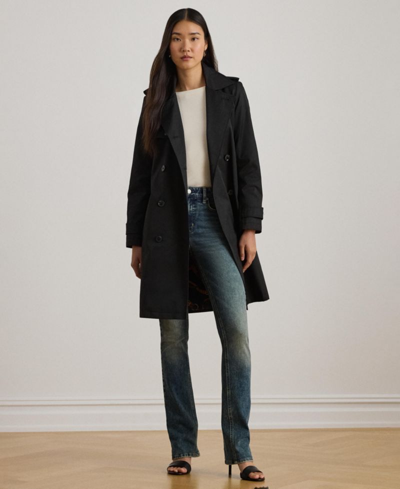Petite Belted Water-Resistant Trench Coat