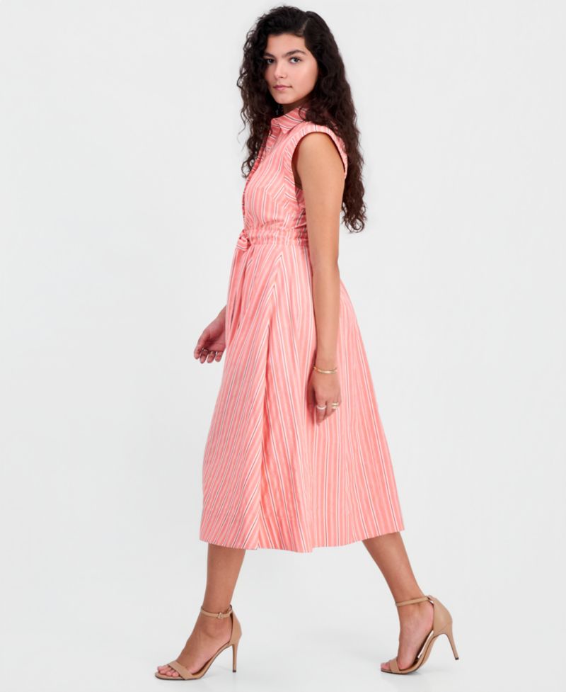 Women's Button-Front Sleeveless Midi Dress