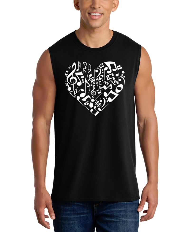 Men's Musical Notes Heart Graphic Tank Top