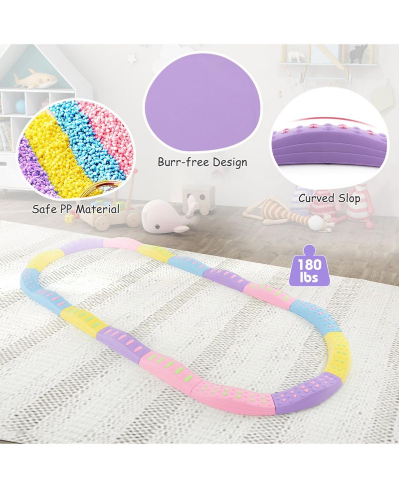 Balance Beams for Kids w/ Non-slip Textured Surface Bottom Pad Multicolor