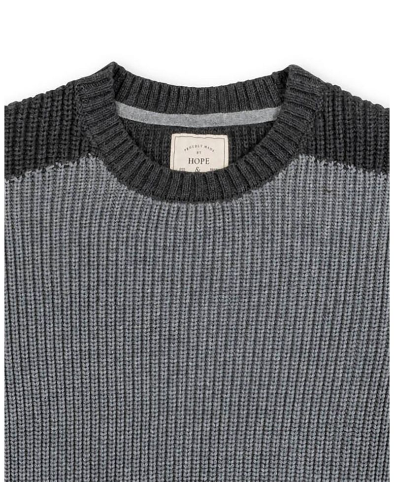 Men's Hope and Henry Organic Crew Neck Shoulder Detail Sweater