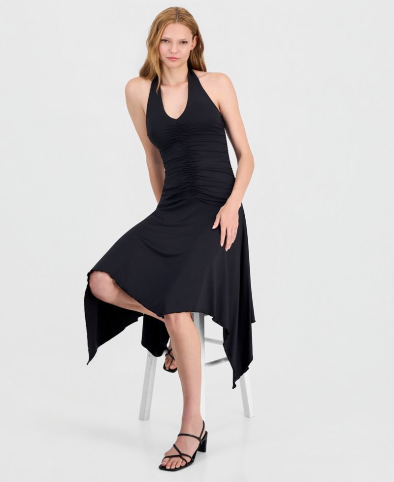 Women's Ruched Halter-Neck Dress