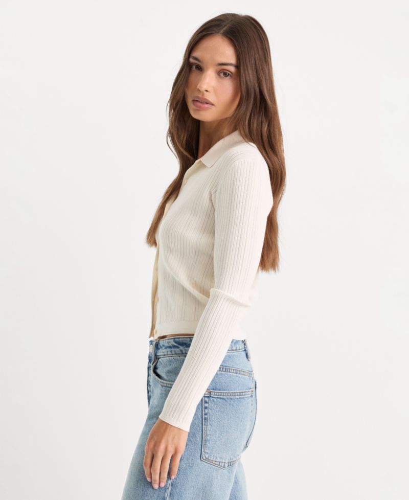 Women's Long-Sleeve Collared Cardigan