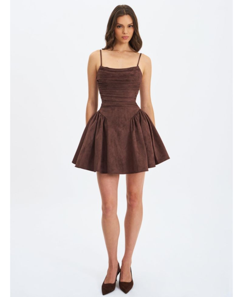Women's Raisa Mahogany Suede Ruched Mini Dress