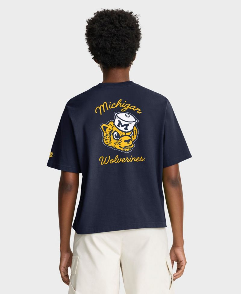 Women's Michigan Wolverines Legacy Pocket Boxy T-Shirt