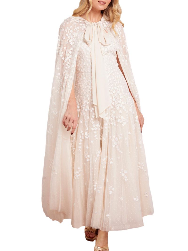 Women's Scatter Blossom Hooded Long Cape