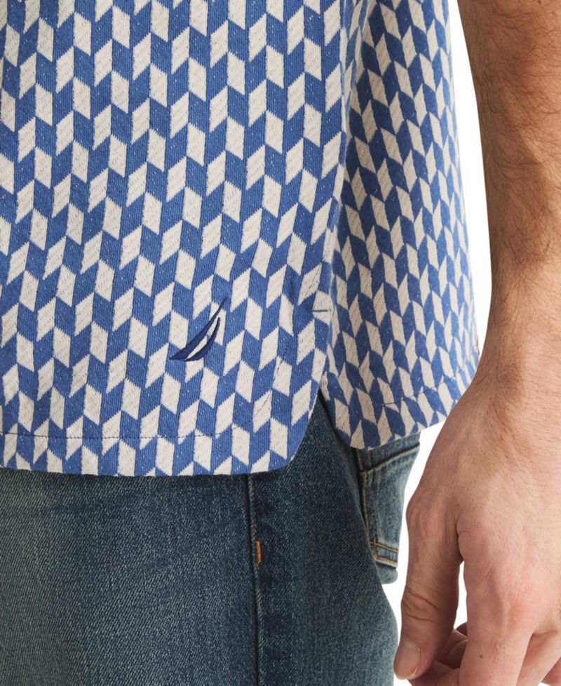 Men's Short-Sleeve Jacquard Print Shirt