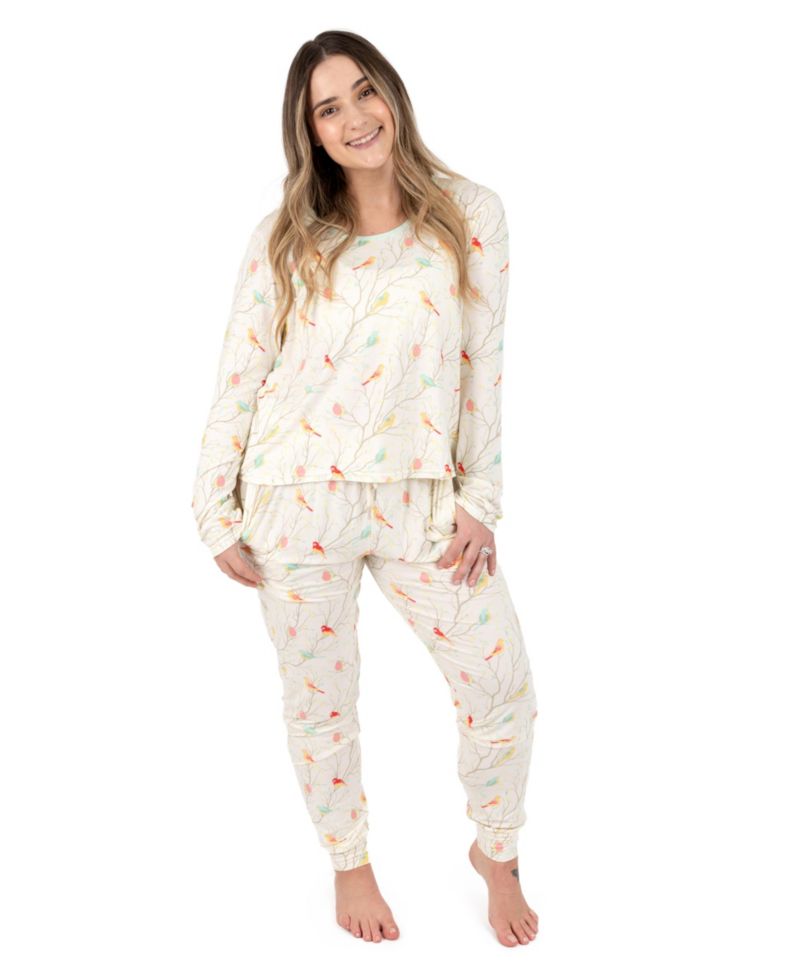 Women's Matching Family Two-Piece Cooling Bamboo Viscose Long Sleeve Pajamas - Nature and Wildlife Print