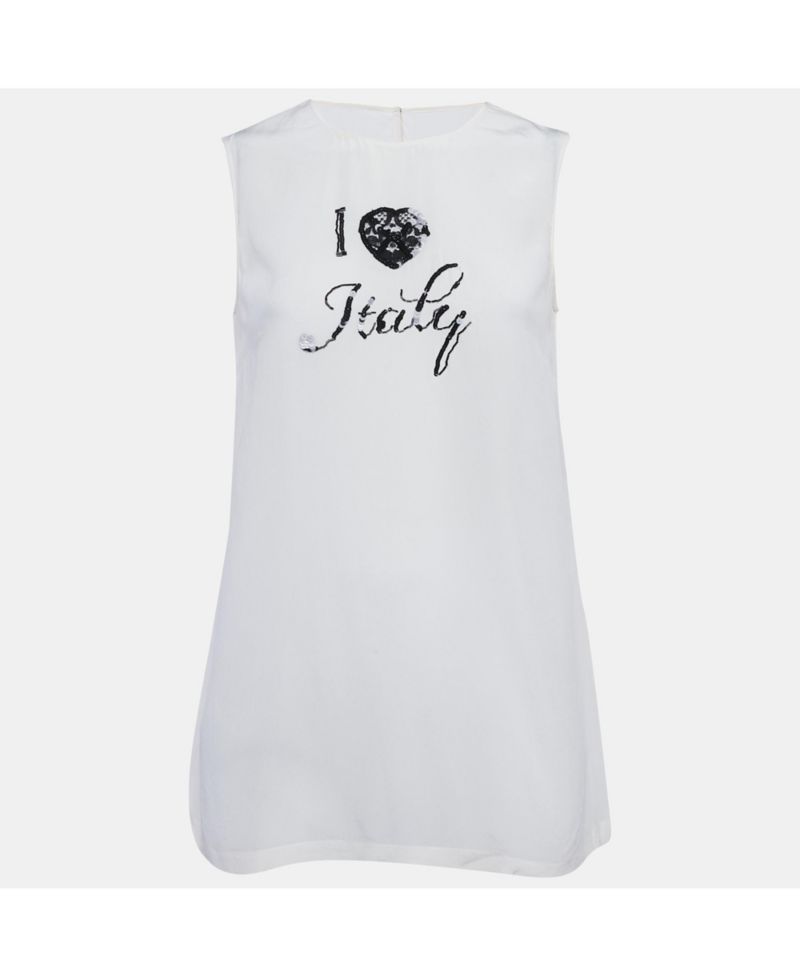 Women's Cream I Love Italy Silk Top