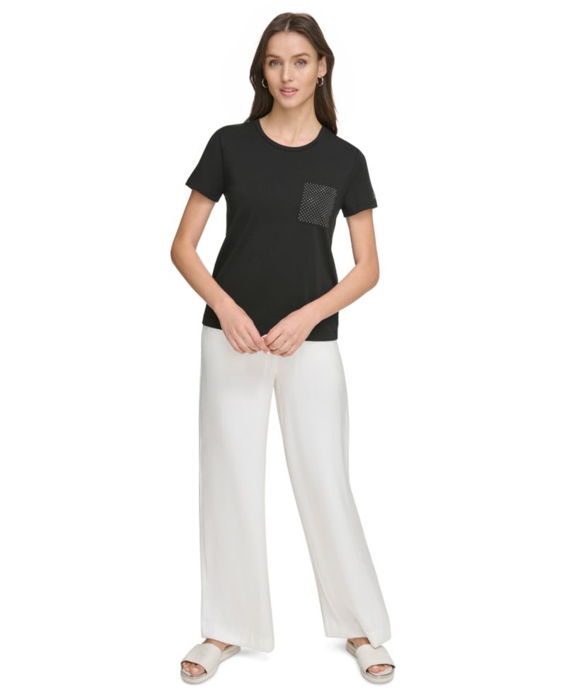 Women's Studded Pocket Short-Sleeve Shirt