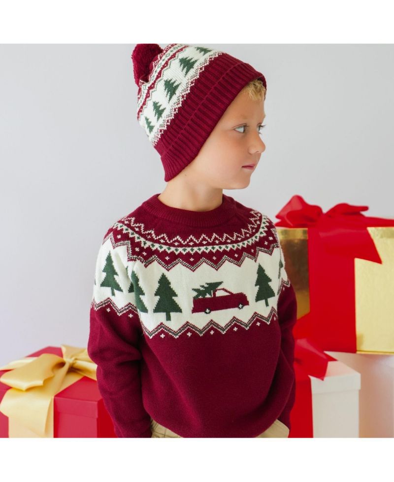 Big Boys (10-12) Christmas Truck Fair Isle Sweater