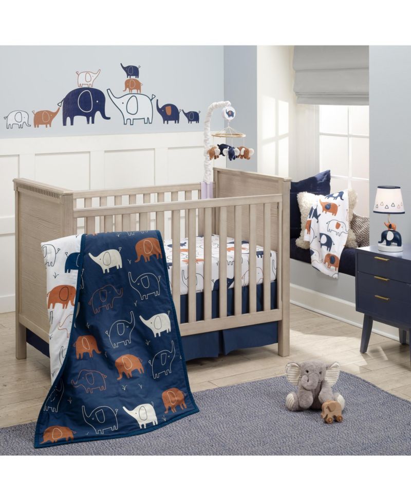 Lambs and Ivy Playful Elephant White/Blue Baby/Infant Changing Pad Cover