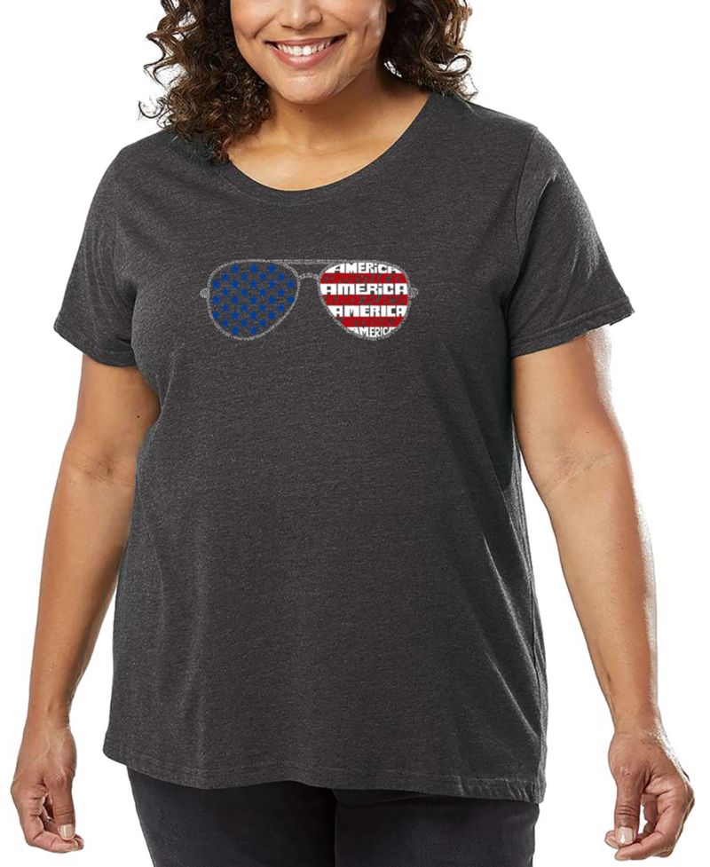 Plus Size Americana Sunglasses Word Art T-Shirt