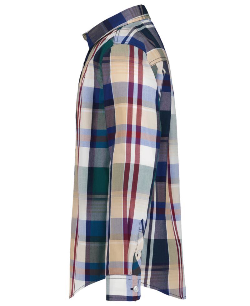 Boys' 2-7 Long-Sleeve Point-Collar Plaid Shirt