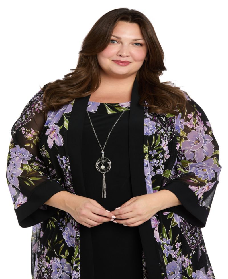 Plus Size 2-Pc. Floral-Print Jacket & Dress Set