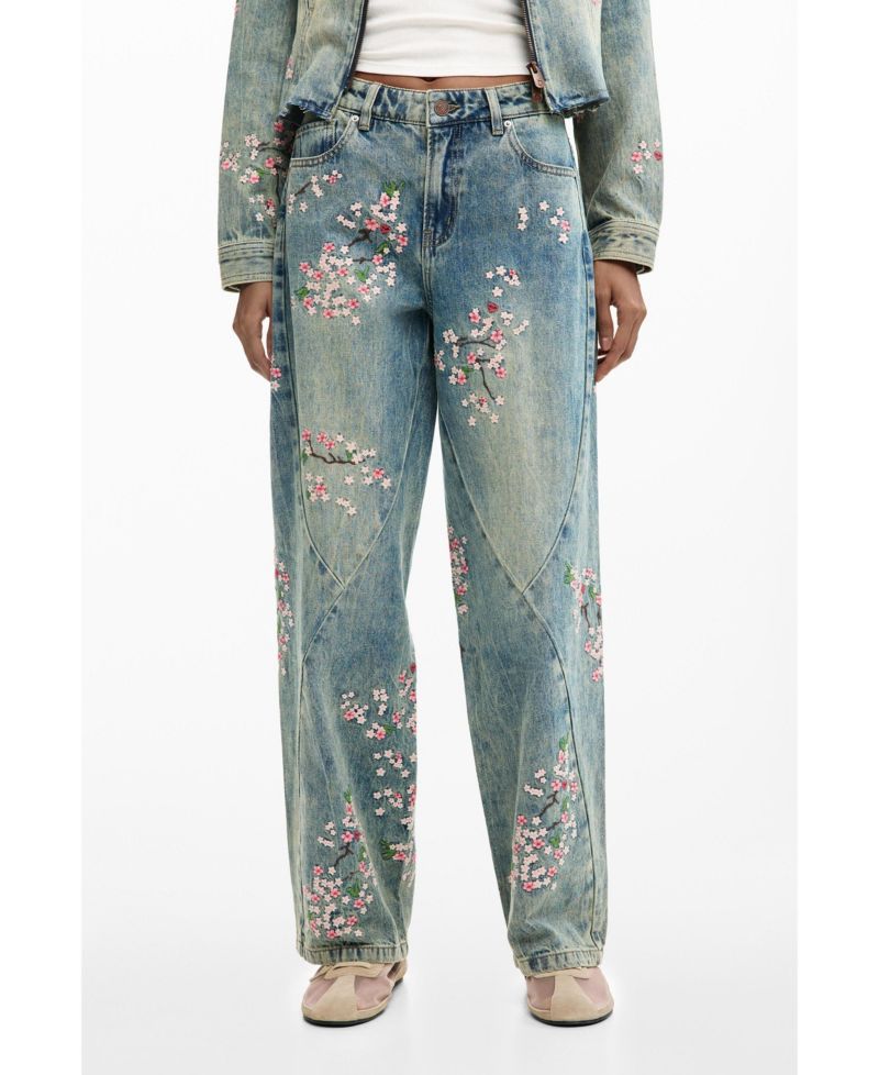 Women's Regular embroidered denim pants