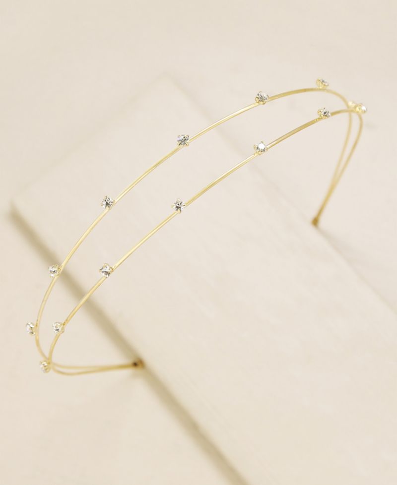 Delicate Crystal Dotted Gold-Tone Headband