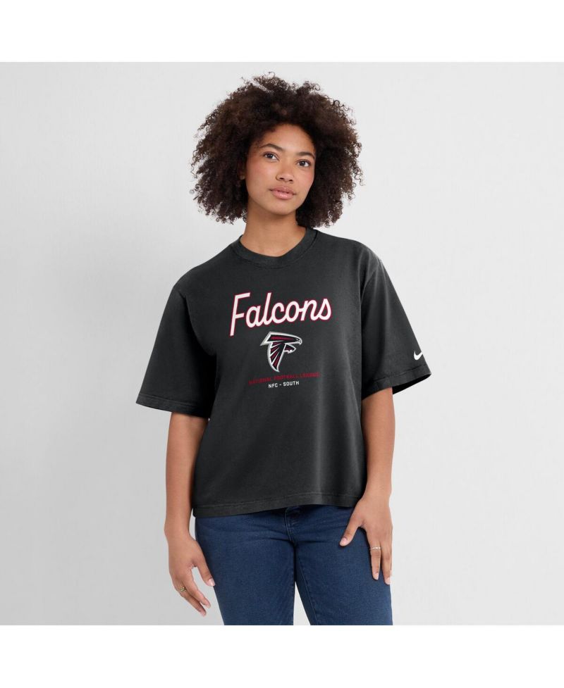 Women's Black Atlanta Falcons Essential Script Relaxed Boxy T-Shirt