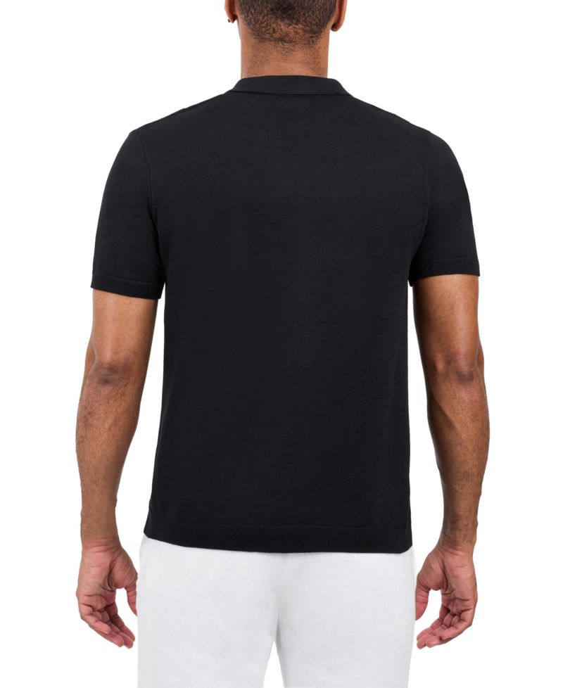 Men's SPRING + MERCER Classic Ribbed Texture Polo Sweater Shirt