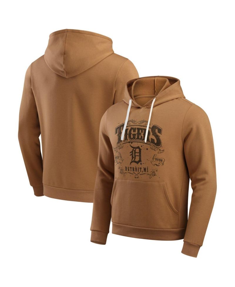 Men's Tan Detroit Tigers Camp Fleece Pullover Hoodie