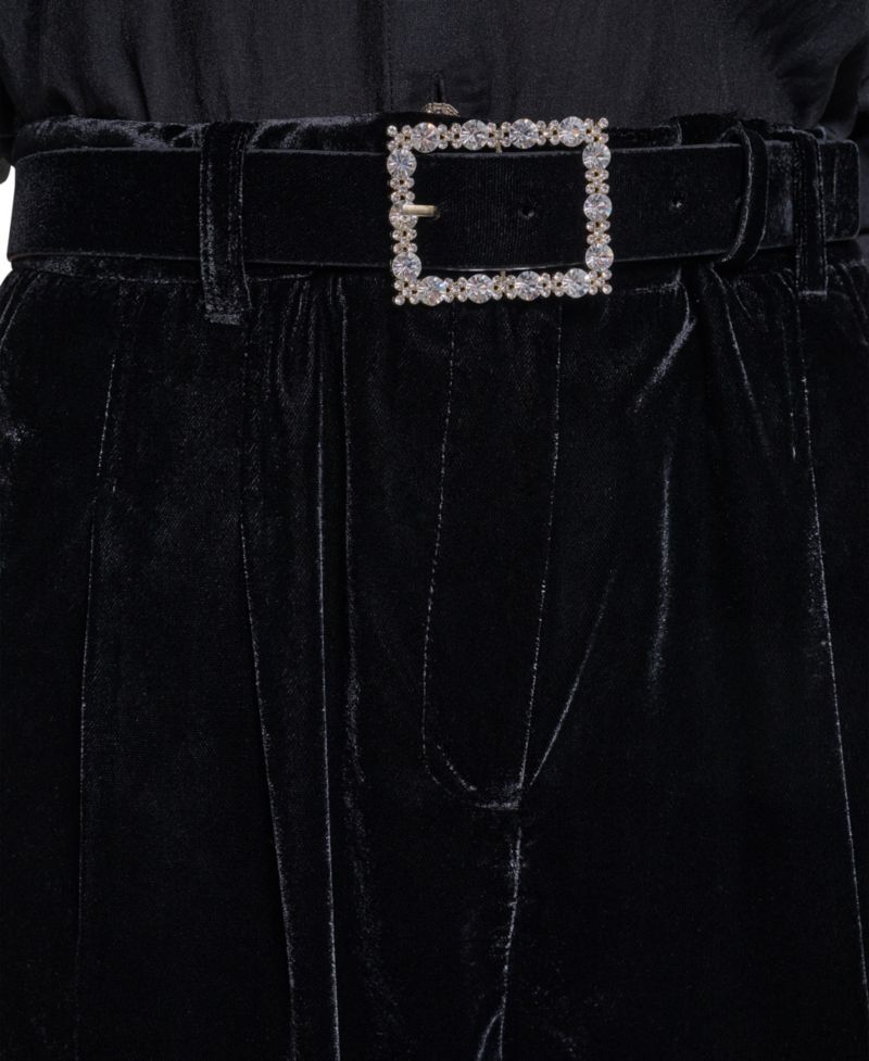 Petite Velvet High-Waisted Pants