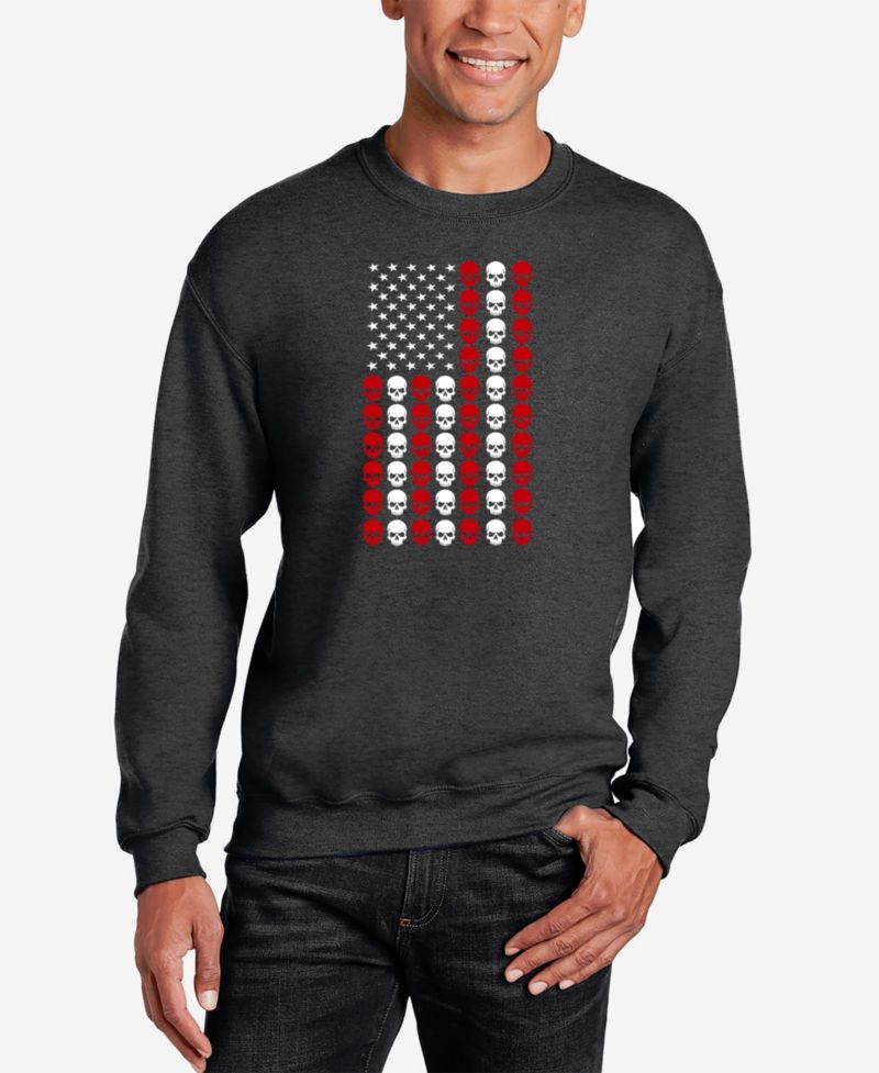 Men's Skull Flag Word Art Crewneck Sweatshirt